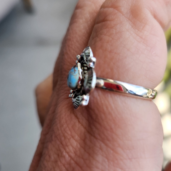 Handmade Sterling Silver 925 Golden Hills Turquoise Scallop Bezel Ring - Picture 3 of 8